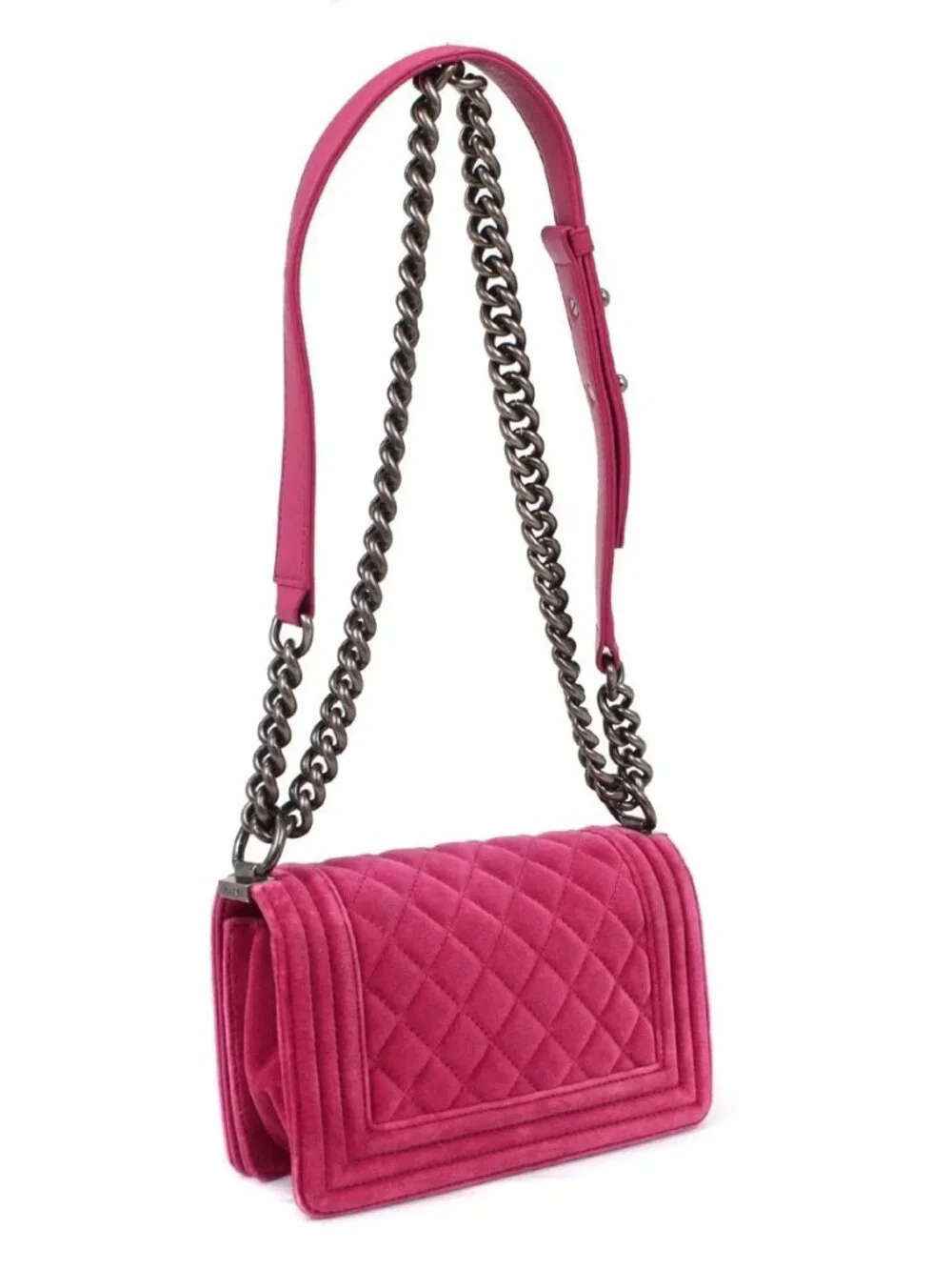 Boy Chanel Pink Velvet Small Chain Shoulder Bag XX03514